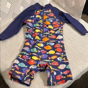 Up and fast swimsuit kids zip front upf 50 protection Colorful Fish Print 12-18m